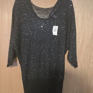 Ashley Stewart Black Sequin Top